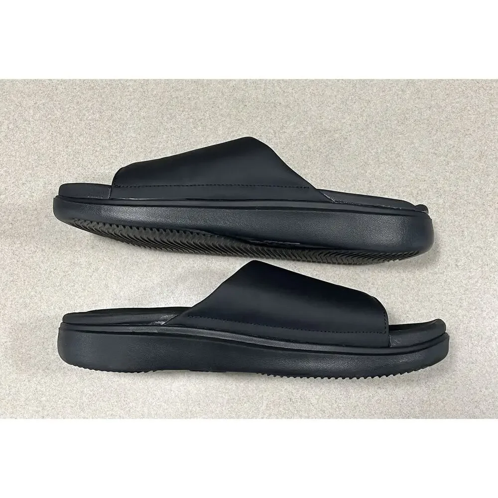 New- Islide NBA Golden State Warriors Logo Slide Sandals Black Unisex Size 12